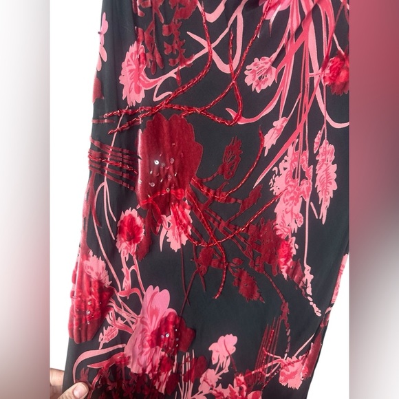 Vintage 90s Alex Evenings Mock Neck Summer Dress Size 14 Fairy Floral Beaded NWT - Picture 3 of 8